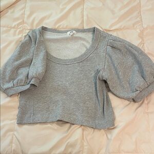 NWOT Aerie Gray Puff Sleeve Crop Top